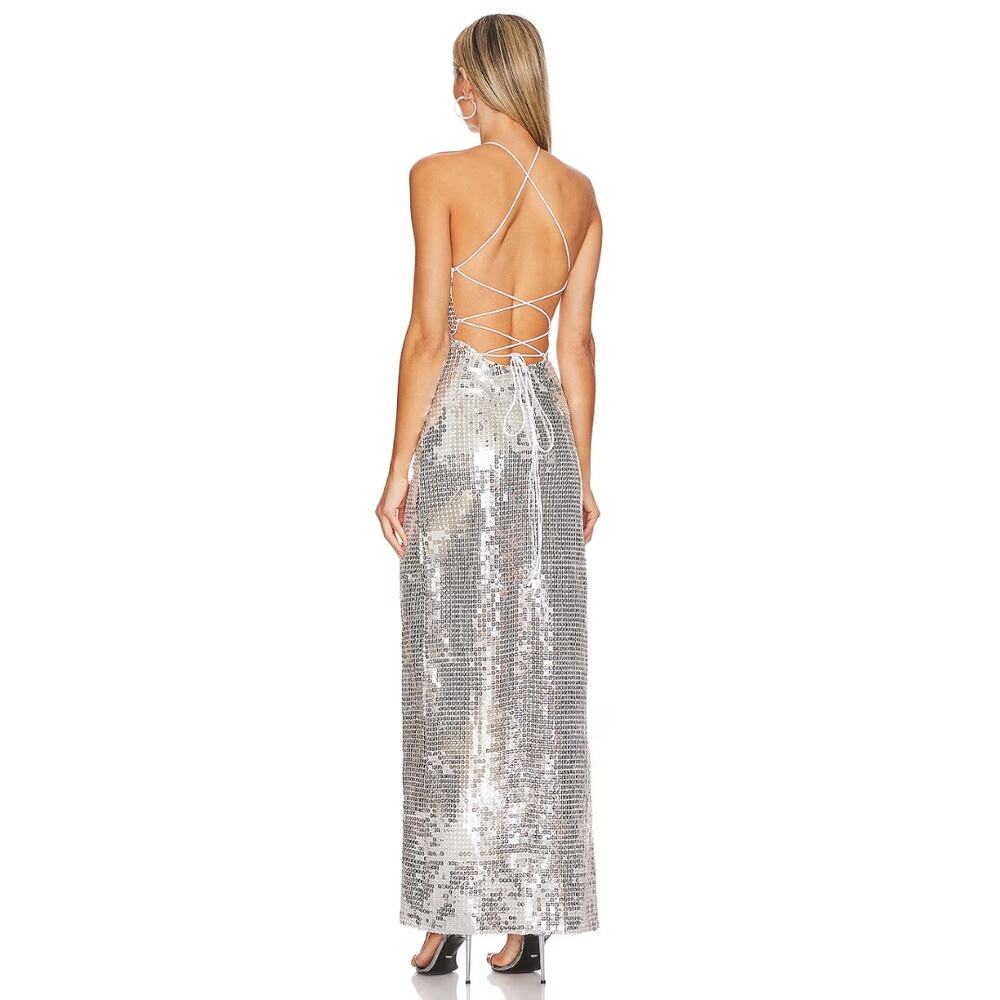 MAJORELLE Jovanna Embellished Gown in Silver NWT Size Large - Picture 2 of 3